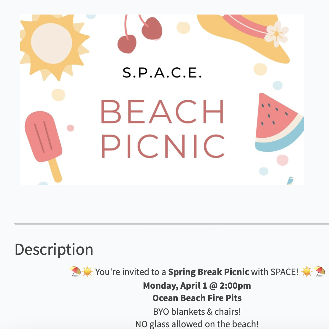 SPACE Beach Picnic on April 1, 2024
