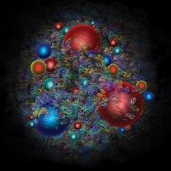 artist’s impression of the mayhem of quarks and gluons inside the proton